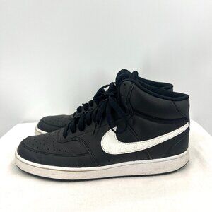 Nike Court Vision Black White Leather High Top Sneakers Men's 10.5